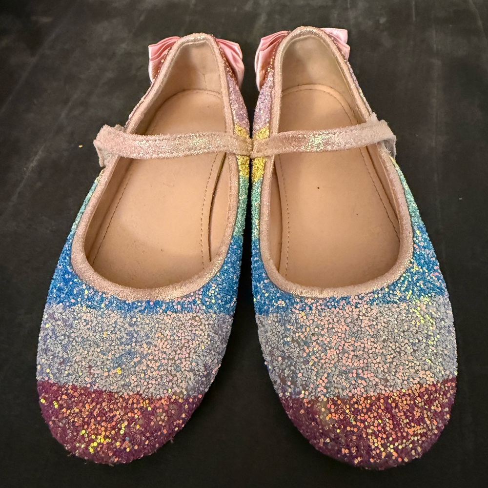 Rainbow Glitter Mary Jane Shoes — Girls Size 1